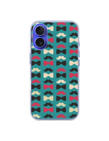 Coque iPhone 16 Hipster Moustache Noeud Papillon - Eleaxart