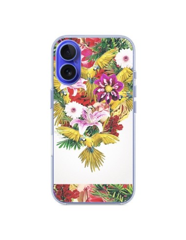 Coque iPhone 16 Parrot Floral Perroquet Fleurs - Eleaxart