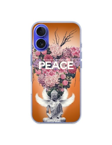 Coque iPhone 16 Peace Fleurs Buddha - Eleaxart