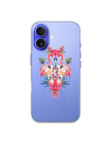 Coque iPhone 16 Tropicales Flamingos Tropical Flamant Rose Summer Ete - Eleaxart