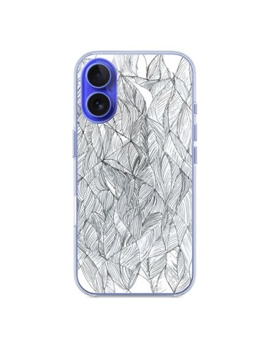 Coque iPhone 16 Courbes Meandre Blanc Noir - Léa Clément