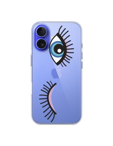 Coque iPhone 16 Eyes Oeil Yeux Bleus Transparente - Léa Clément