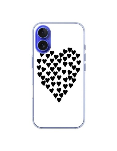 Coque iPhone 16 Coeur en coeurs noirs - Project M