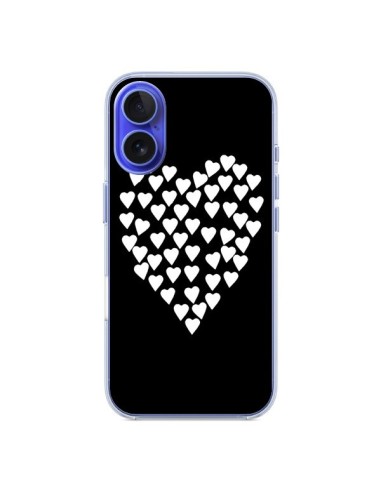 Coque iPhone 16 Coeur en coeurs blancs - Project M