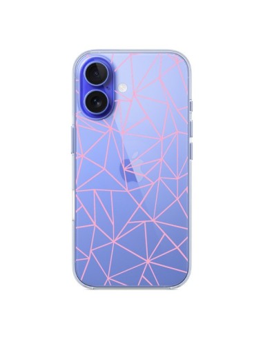 Coque iPhone 16 Lignes Triangle Rose Transparente - Project M