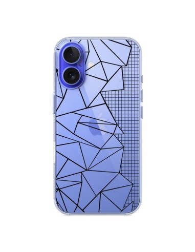 Coque iPhone 16 Lignes Grilles Side Grid Abstract Noir Transparente - Project M