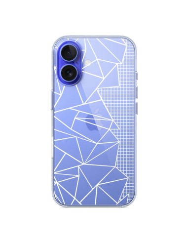 Coque iPhone 16 Lignes Grilles Side Grid Abstract Blanc Transparente - Project M