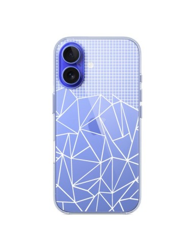 Coque iPhone 16 Lignes Grilles Grid Abstract Blanc Transparente - Project M