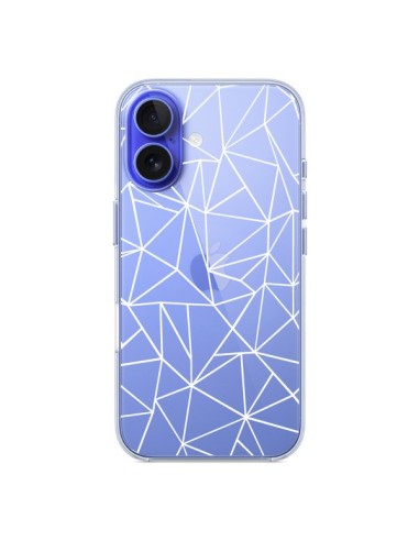 Coque iPhone 16 Lignes Triangles Grid Abstract Blanc Transparente - Project M