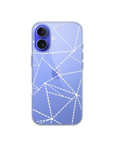 Coque iPhone 16 Lignes Points Abstract Blanc Transparente - Project M