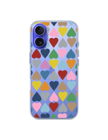 Coque iPhone 16 Coeurs Heart Couleur Transparente - Project M