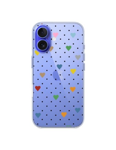 Coque iPhone 16 Point Coeur Coloré Pin Point Heart Transparente - Project M