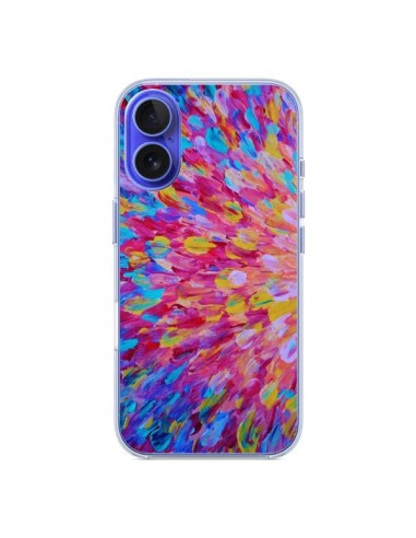 Coque iPhone 16 Fleurs Bleues Roses Splash - Ebi Emporium