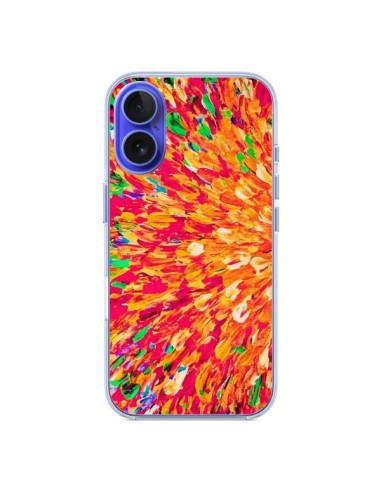 Coque iPhone 16 Fleurs Oranges Neon Splash - Ebi Emporium