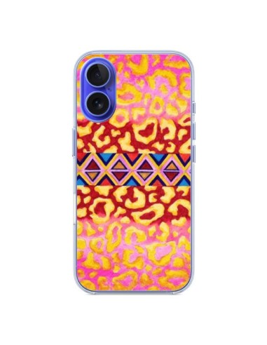 Coque iPhone 16 Tribal Leopard Rose - Ebi Emporium