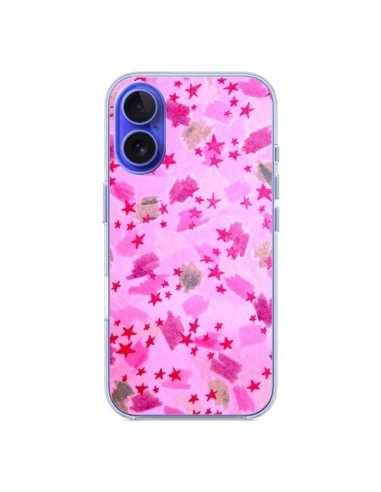 Coque iPhone 16 Stars Etoiles Roses - Ebi Emporium