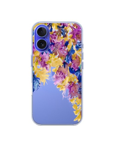 Coque iPhone 16 Cascade Florale Transparente - Ebi Emporium