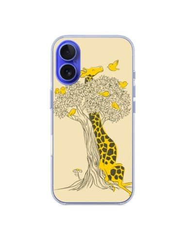 Coque iPhone 16 Girafe Amis Oiseaux - Jay Fleck