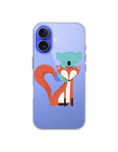 Coque iPhone 16 Renard et Koala Love Transparente - Jay Fleck