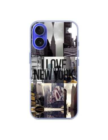 Coque iPhone 16 I love New Yorck City noir - Javier Martinez