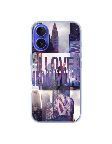 Coque iPhone 16 I love New Yorck City violet - Javier Martinez