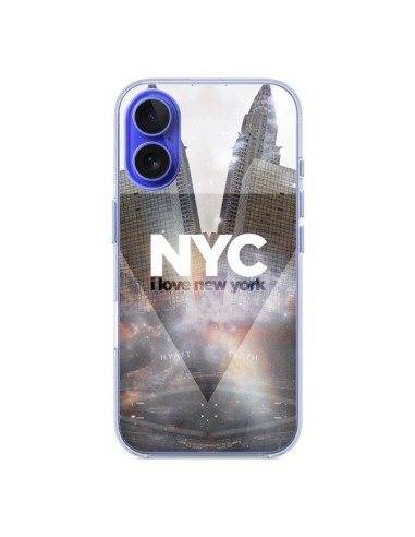 Coque iPhone 16 I Love New York City Gris - Javier Martinez