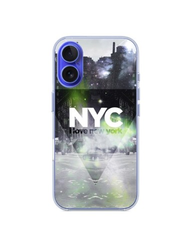 Coque iPhone 16 I Love New York City Vert - Javier Martinez