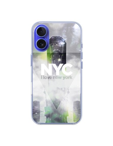 Cover iPhone 16 I Love New York City Grigio Verde - Javier Martinez