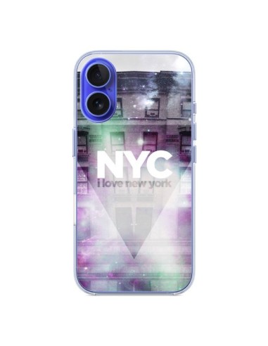 Coque iPhone 16 I Love New York City Violet Vert - Javier Martinez