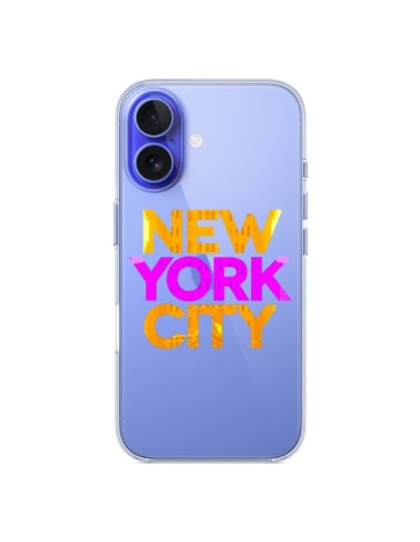 Coque iPhone 16 New York City NYC Orange Rose Transparente - Javier Martinez