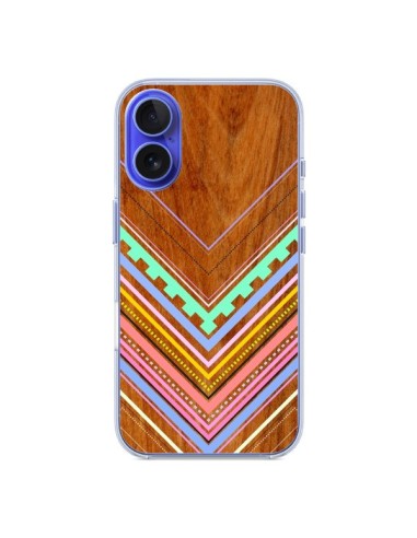 Coque iPhone 16 Azteque Arbutus Pastel Bois Aztec Tribal - Jenny Mhairi