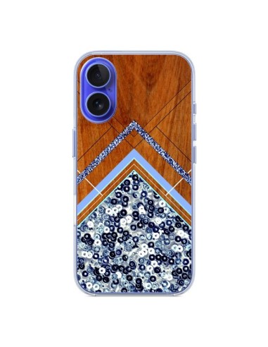 Coque iPhone 16 Sequin Geometry Bois Azteque Aztec Tribal - Jenny Mhairi