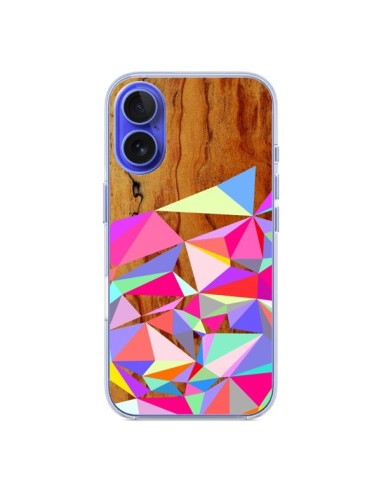 Coque iPhone 16 Wooden Multi Geo Bois Azteque Aztec Tribal - Jenny Mhairi