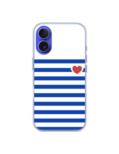 Coque iPhone 16 Mariniere Coeur - Jonathan Perez