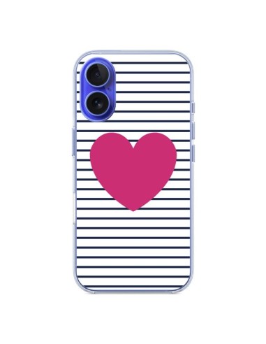 Coque iPhone 16 Coeur Traits Marin - Jonathan Perez