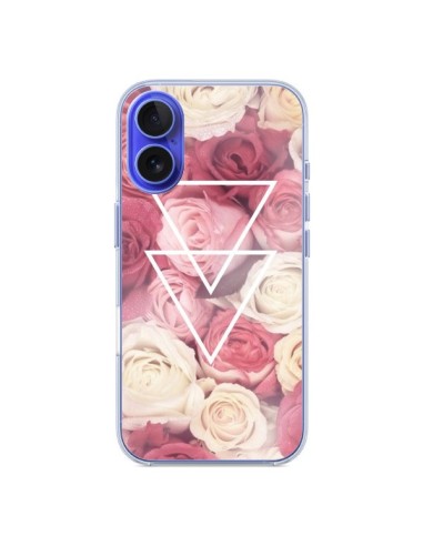 Coque iPhone 16 Roses Triangles Fleurs - Jonathan Perez