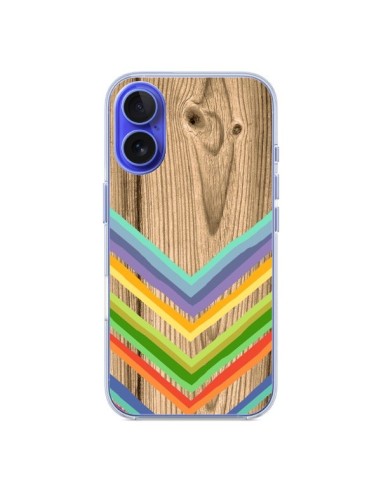 Coque iPhone 16 Tribal Azteque Bois Wood - Jonathan Perez