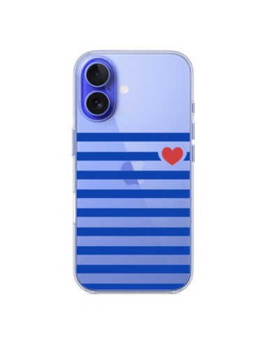 Coque iPhone 16 Mariniere Coeur Love Transparente - Jonathan Perez