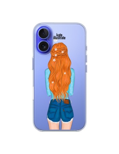 Coque iPhone 16 Red Hair Don't Care Rousse Transparente - kateillustrate