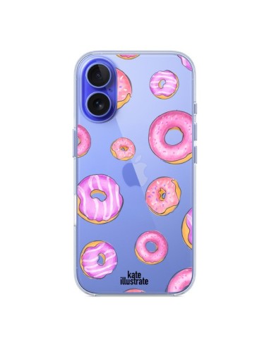 Coque iPhone 16 Pink Donuts Rose Transparente - kateillustrate