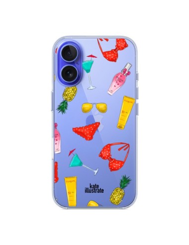 Coque iPhone 16 Summer Essentials Ete Essentiel Transparente - kateillustrate