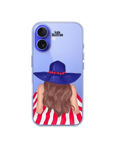 Coque iPhone 16 Beah Girl Fille Plage Transparente - kateillustrate