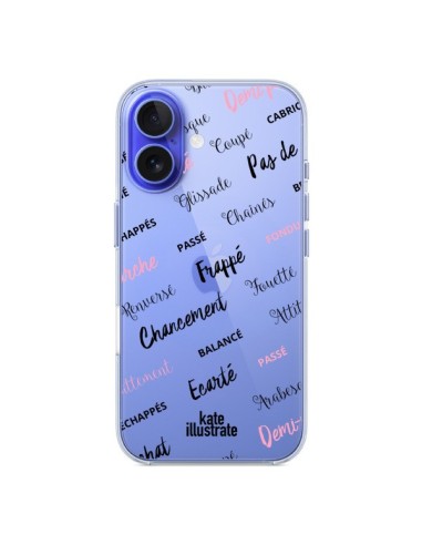 Coque iPhone 16 Ballerina Ballerine Mots Transparente - kateillustrate