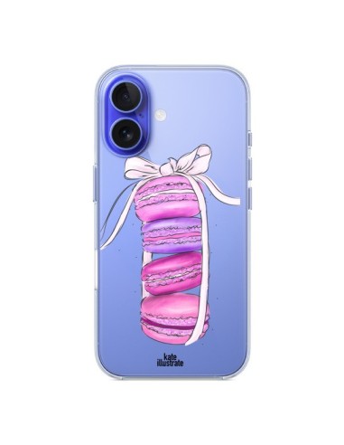 Coque iPhone 16 Macarons Pink Purple Rose Violet Transparente - kateillustrate