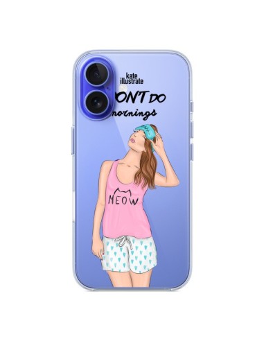 Coque iPhone 16 I Don't Do Mornings Matin Transparente - kateillustrate