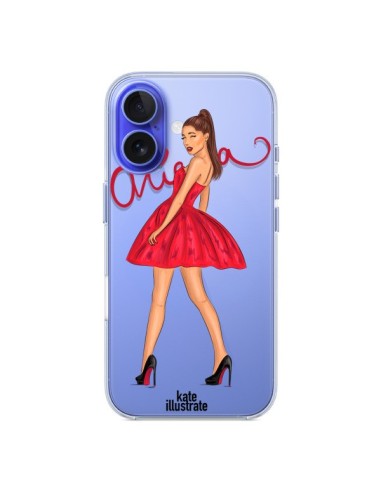 Coque iPhone 16 Ariana Grande Chanteuse Singer Transparente - kateillustrate