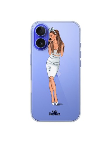 Coque iPhone 16 Ice Queen Ariana Grande Chanteuse Singer Transparente - kateillustrate