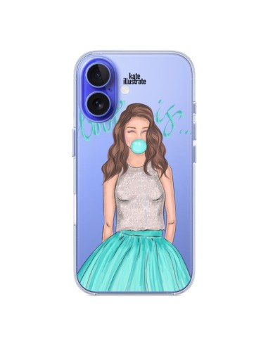 Coque iPhone 16 Bubble Girls Tiffany Bleu Transparente - kateillustrate