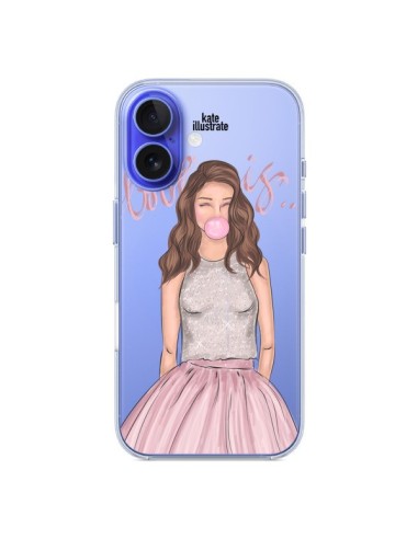 Coque iPhone 16 Bubble Girl Tiffany Rose Transparente - kateillustrate