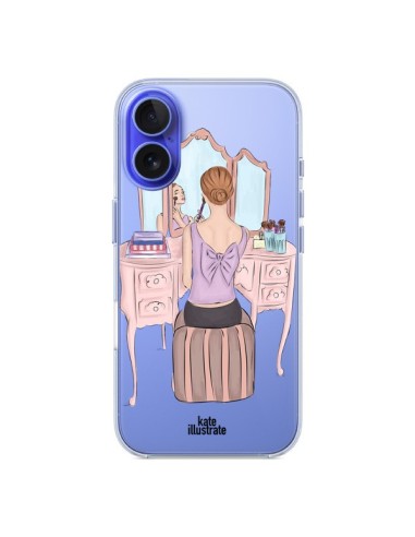 Coque iPhone 16 Vanity Coiffeuse Make Up Transparente - kateillustrate